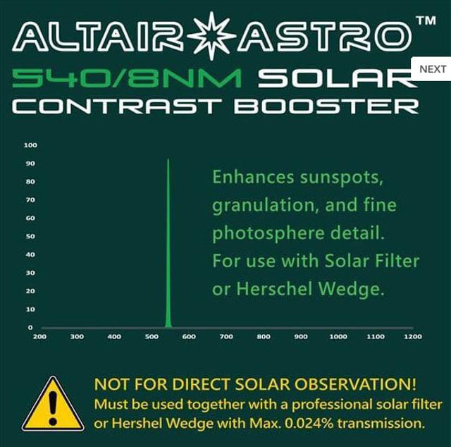 Bild von Altair Solar Contrast Booster Filter 8nm 540nm Continuum 1.25"