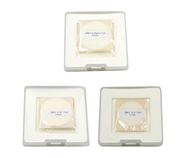 Bild von ZWO 7 nm Schmalband Filterset 36 mm ungefasst, bestehend aus H-Alpha, S-II und O-III