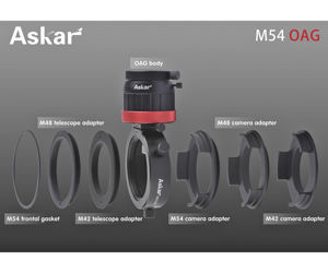 Bild von ASKAR Off-Axis-Guider mit T2, M48 und M54 Anschlüssen an Teleskop- und Kameraseite