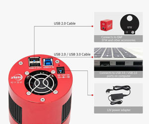 ZWO Farb - Astrokamera ASI2600MC-DUO - Chip D=28,3 mm - mit Guidingsensor