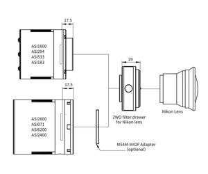 ZWO Filterschublade für Nikon Objektive - passend für 2" Filter
