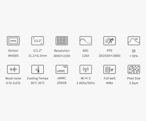 ZWO Kamera ASI585MC Farb Astrokamera mit Guidingsensor und ASIAir - Chip D=12,84 mm