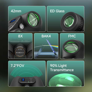 SA208 8x42 Integriertes ED-Fernglas mit Fotos und Videos (6 MP) – für Vogelbeobachtung und Outdoor-Beobachtungen